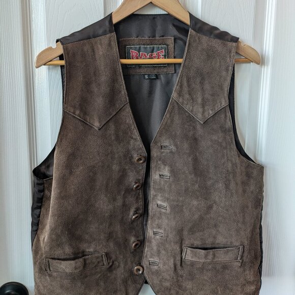 Vintage brown suede Men's vest size Small - Picture 1 of 6